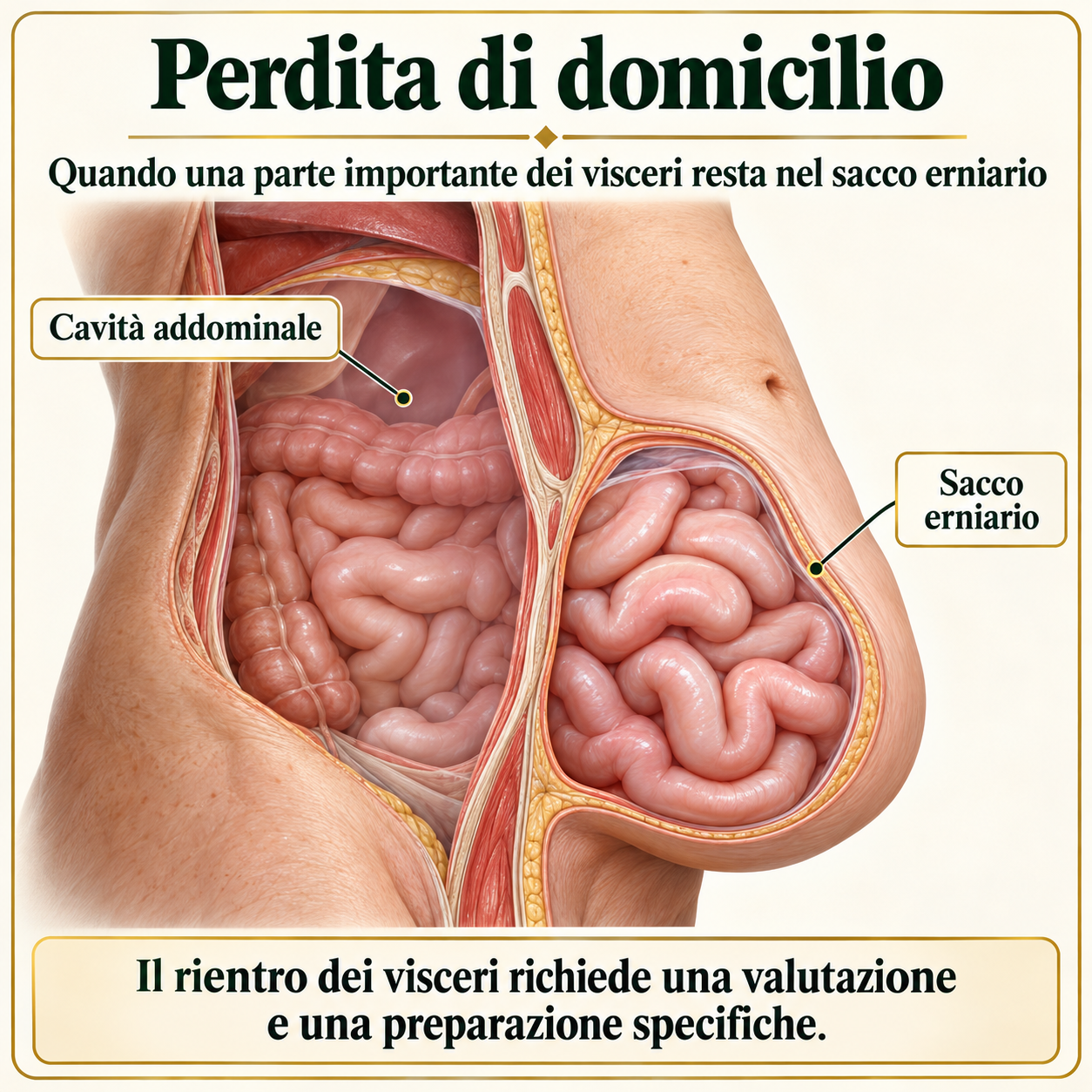 Illustrazione della perdita di domicilio nei grandi laparoceli
